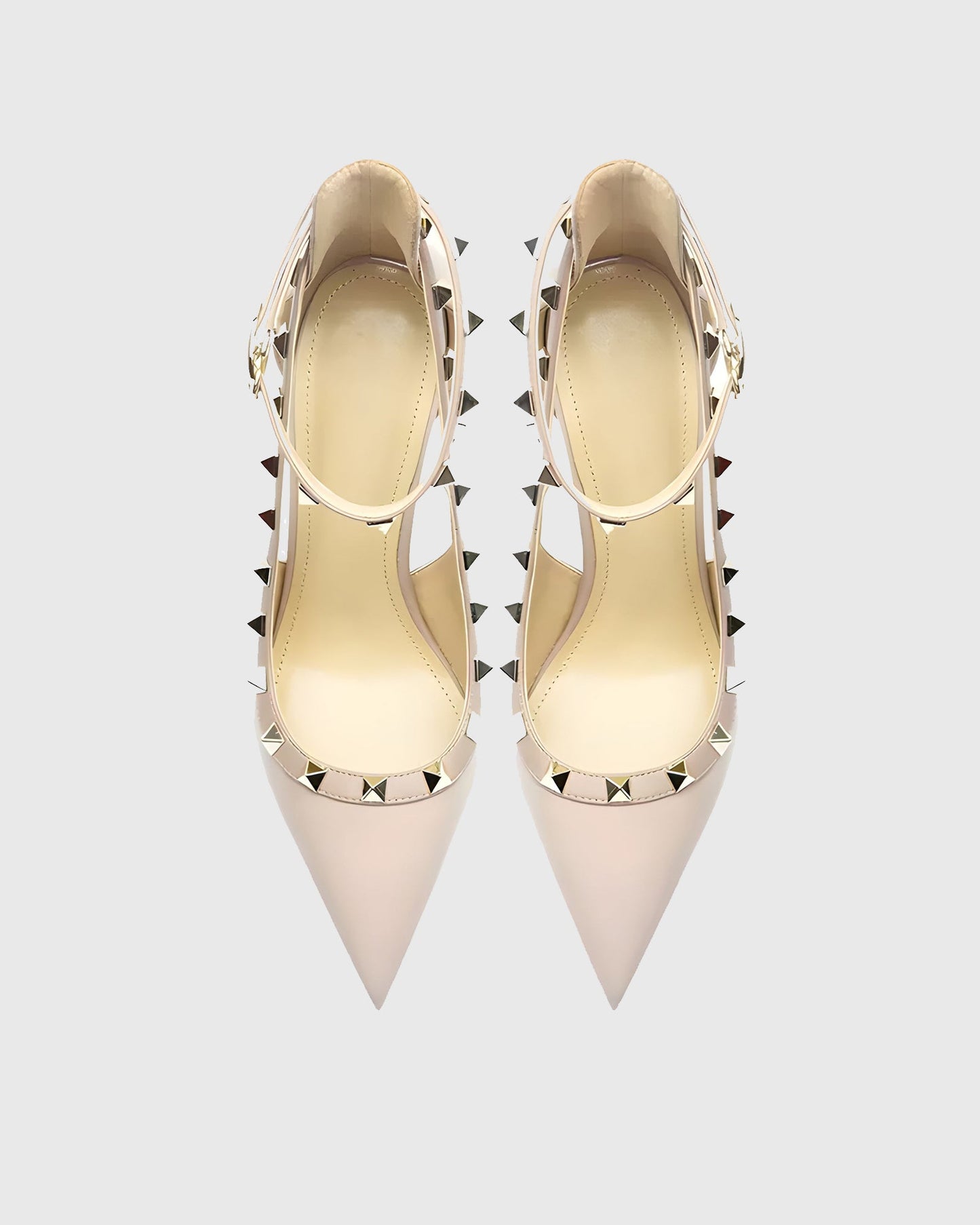 Nella Rivet Embellished Strap Cutout Pumps In Pink