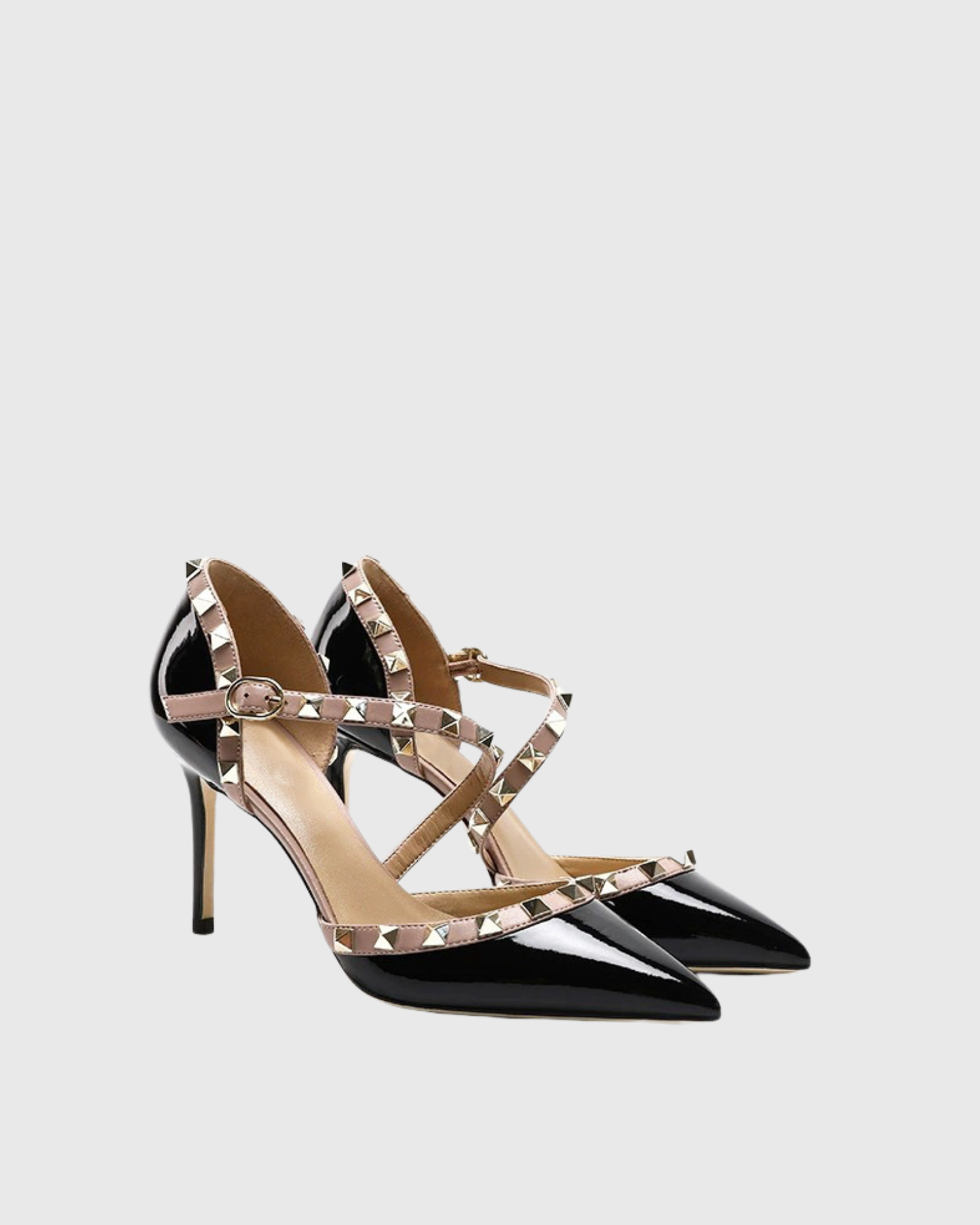 Nella Rivet Lace Up Pumps In Black