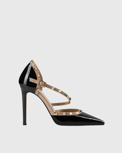 Nella Rivet Lace Up Pumps In Black