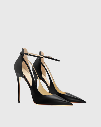 Nella Side Cut Strap Pumps In Black