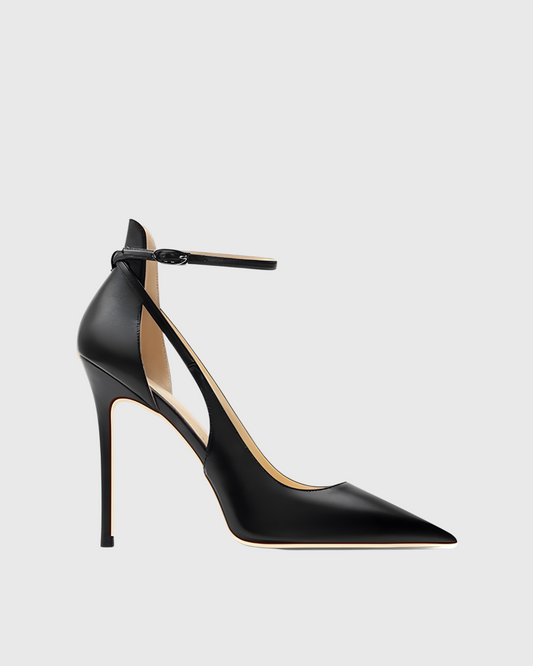 Nella Side Cut Strap Pumps In Black