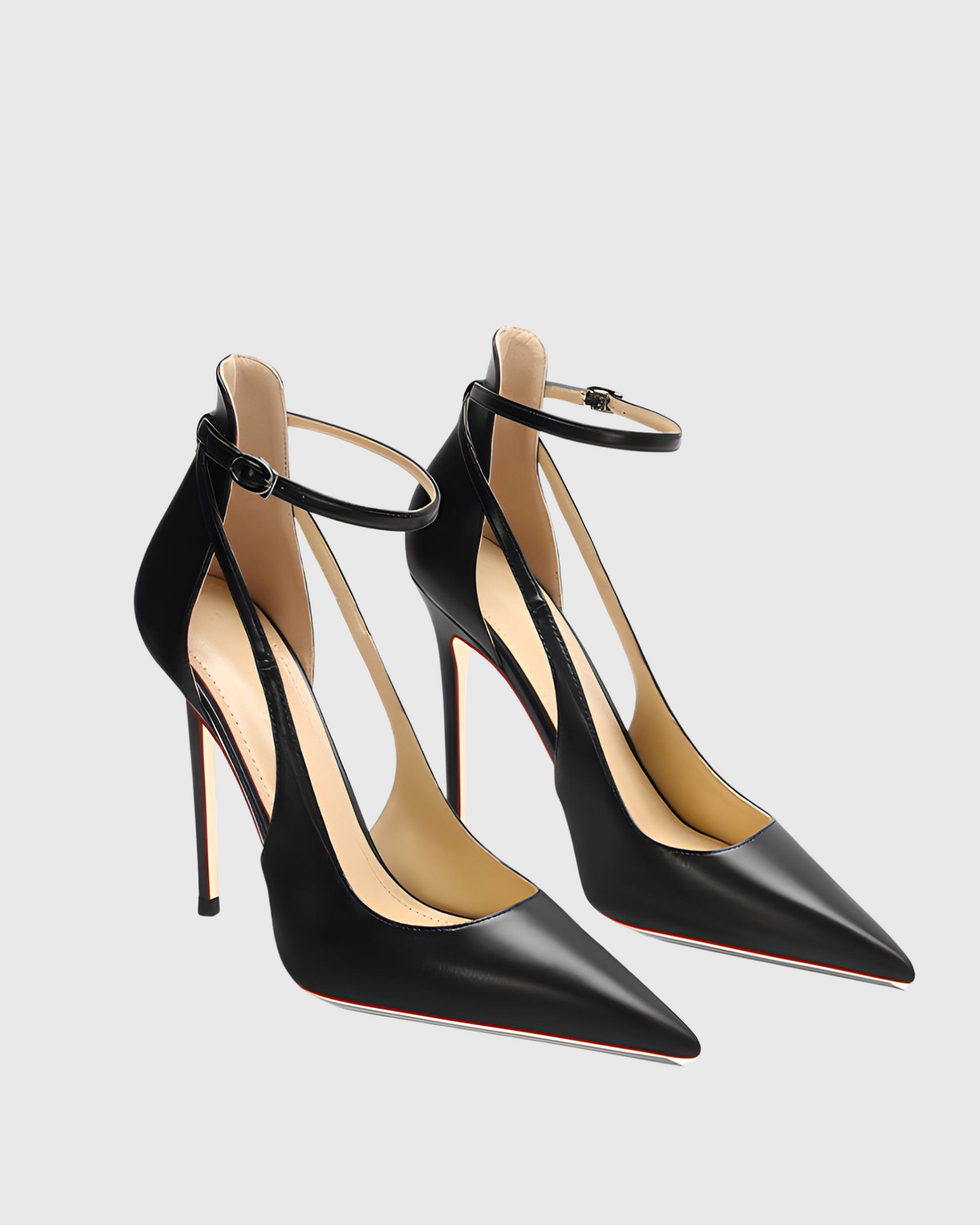 Nella Side Cut Strap Pumps In Black