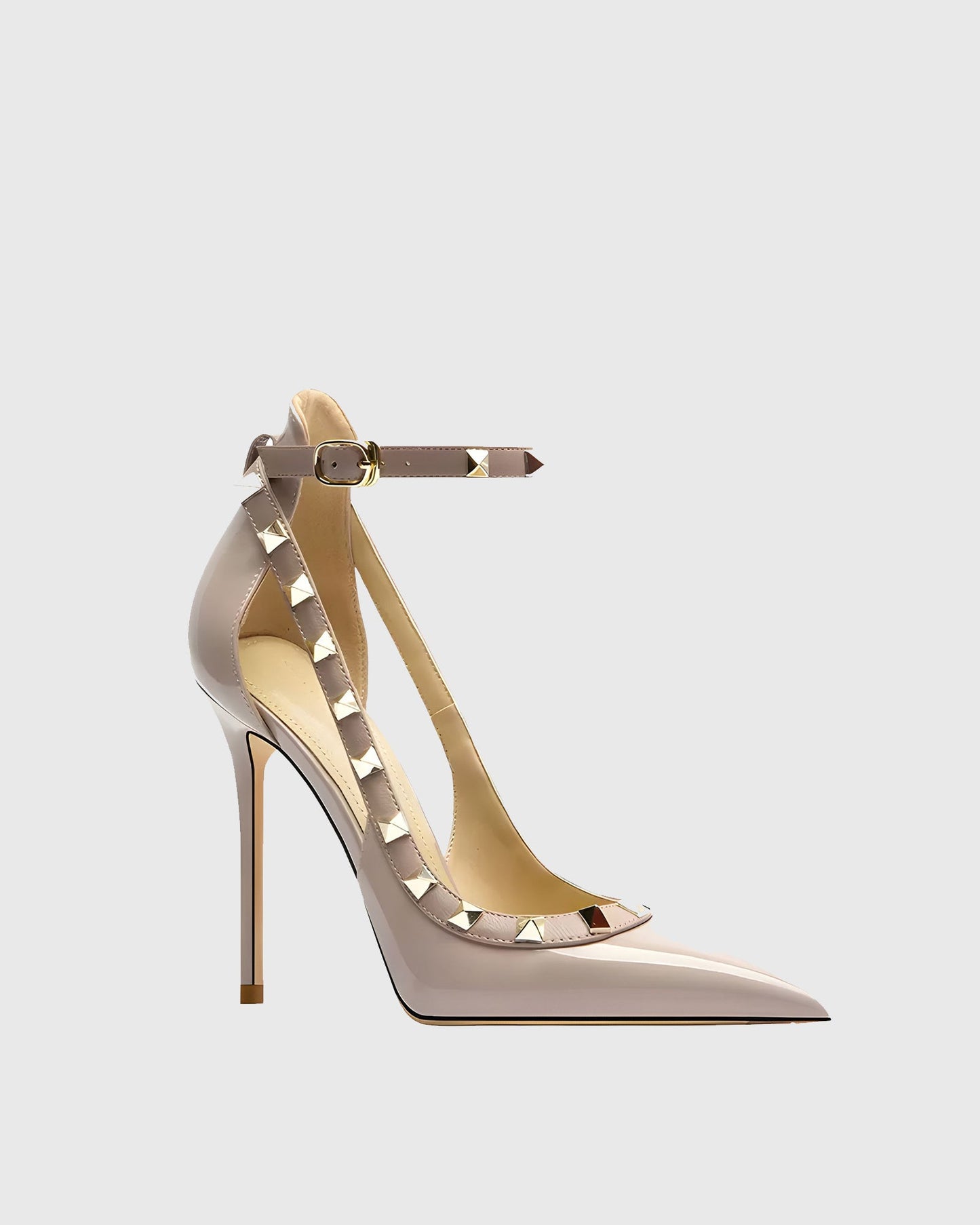 Nella Rivet Embellished Strap Cutout Pumps In Pink