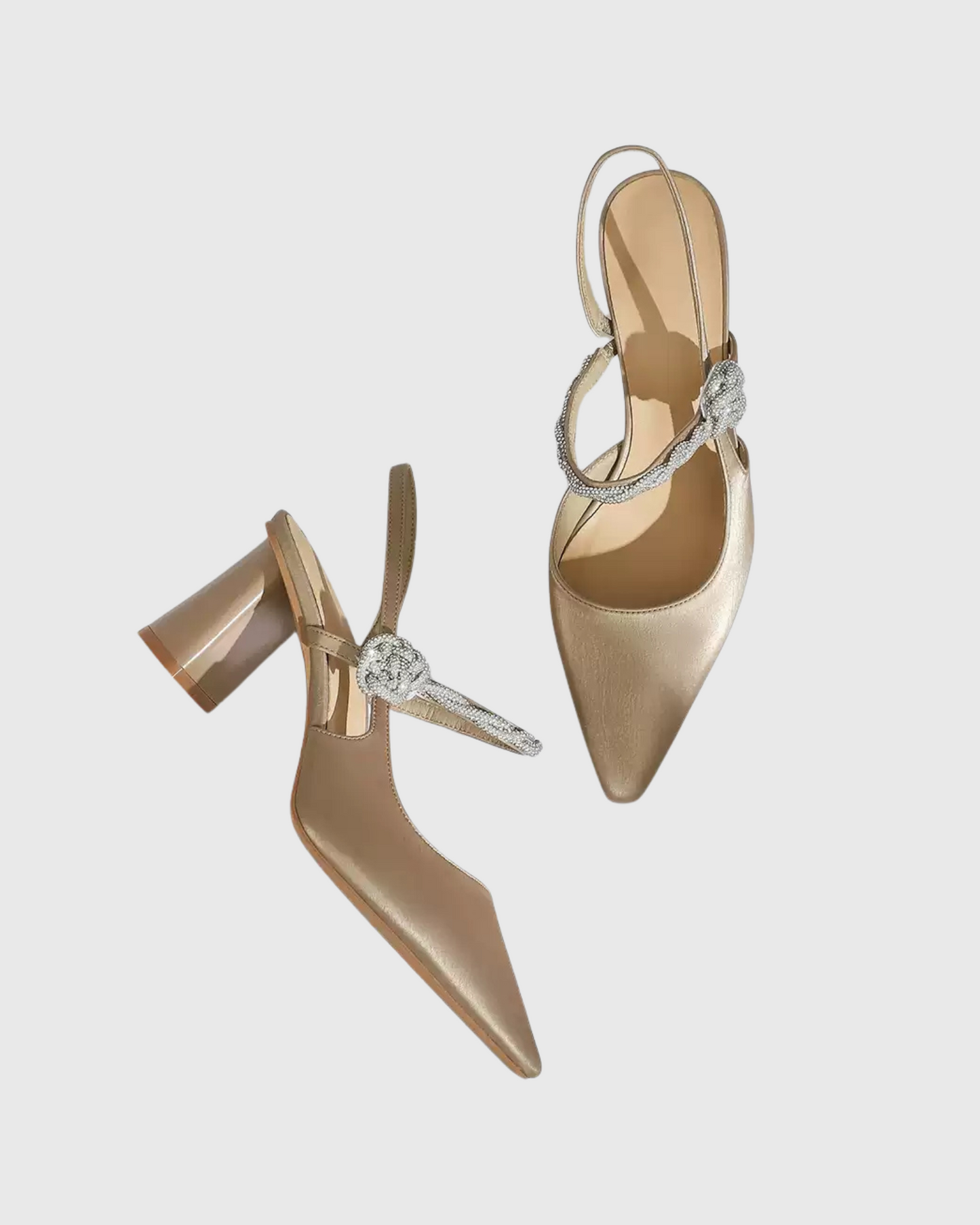 Nerina Diamond Strap  Chunky Heels In Champagne