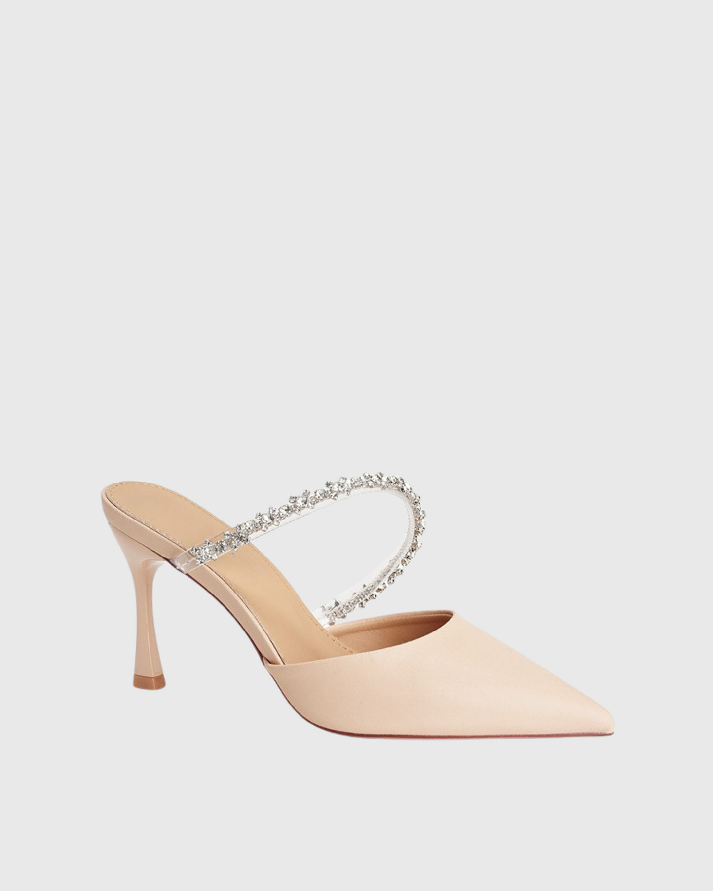 Nerina Rhinestone Mules In Beige