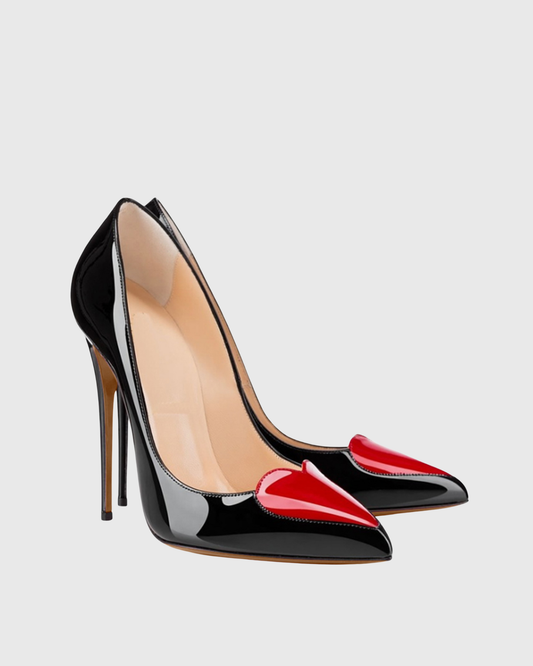 Nico Red Heart Toe Splicing Pumps In Black