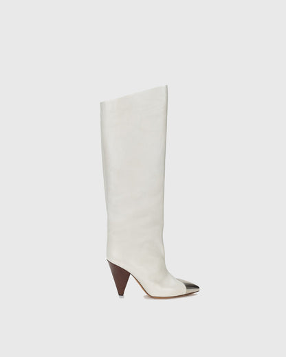 Ninfa Metal Toe Knee High Boots In White