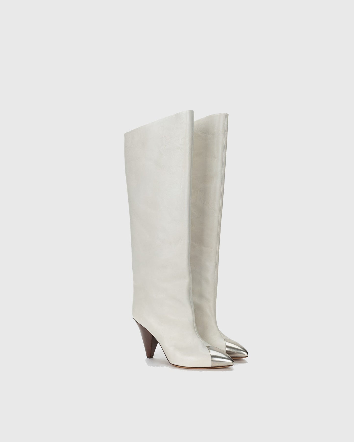Ninfa Metal Toe Knee High Boots In White