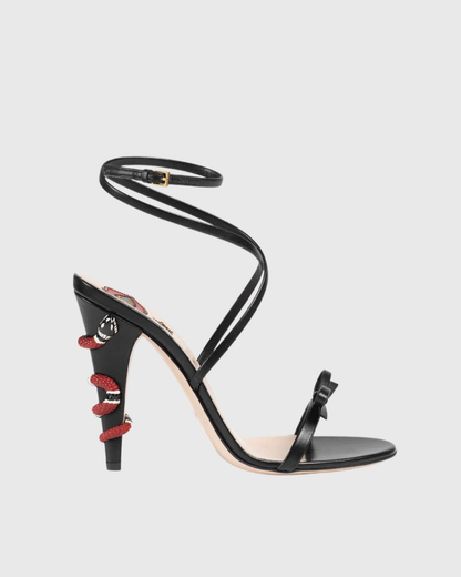 Noor Cross Snake Spiral Heels In Black