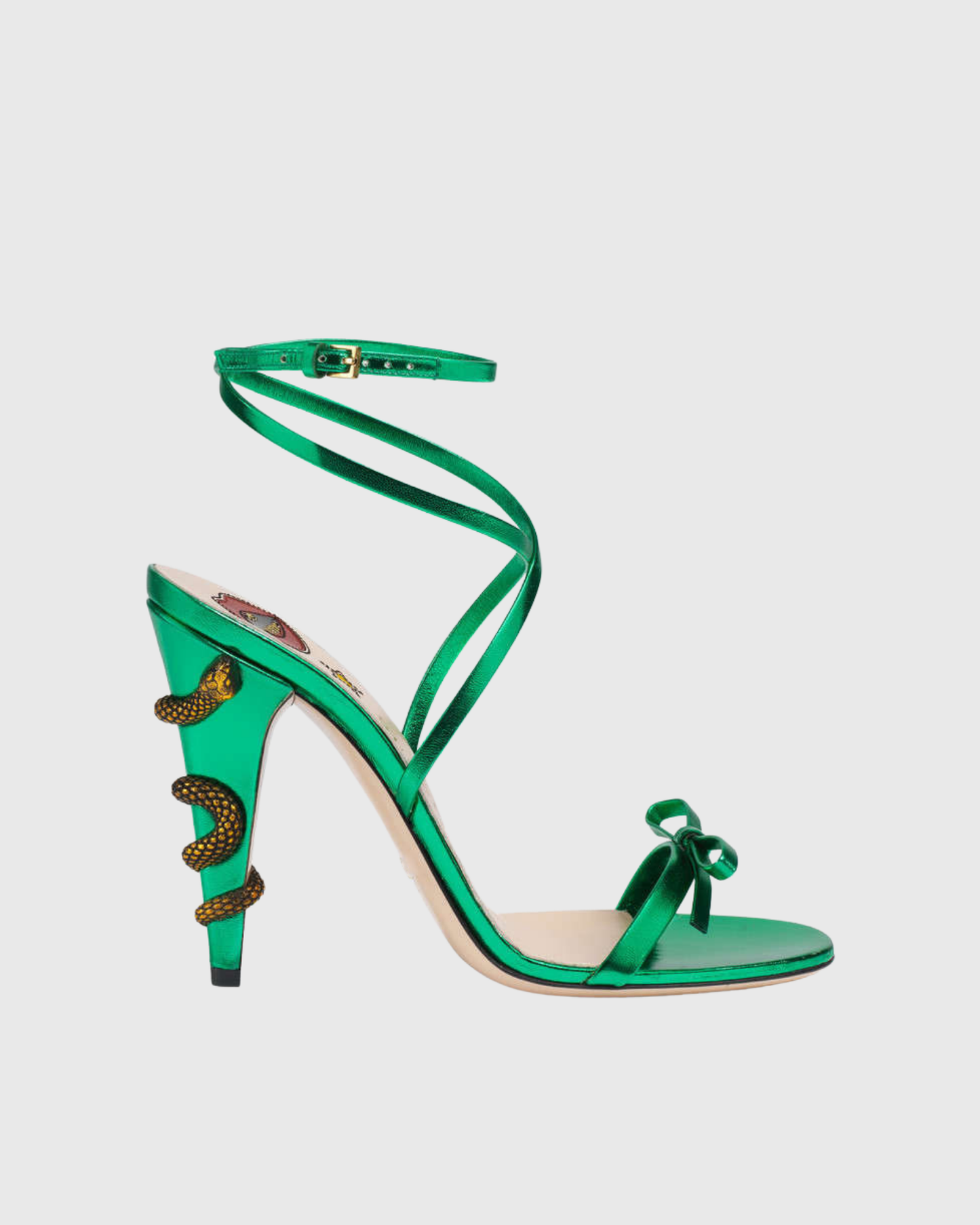Noor Cross Snake Spiral Heels In Green