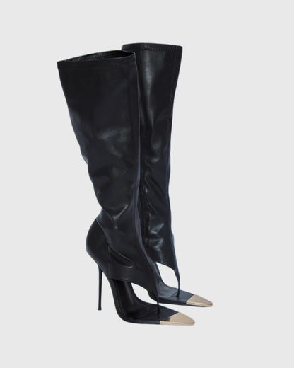 Norma Thong Knee Hight Boots In Black