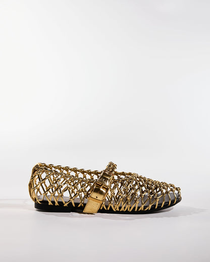 Nyla Metallic Cage Flats