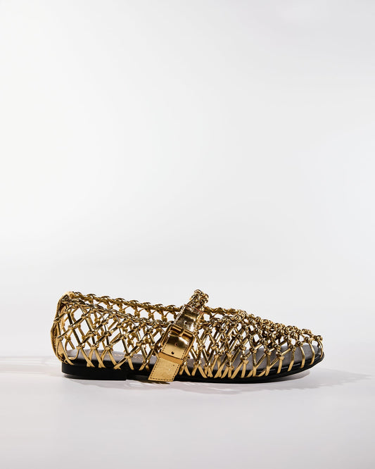 Nyla Metallic Cage Flats