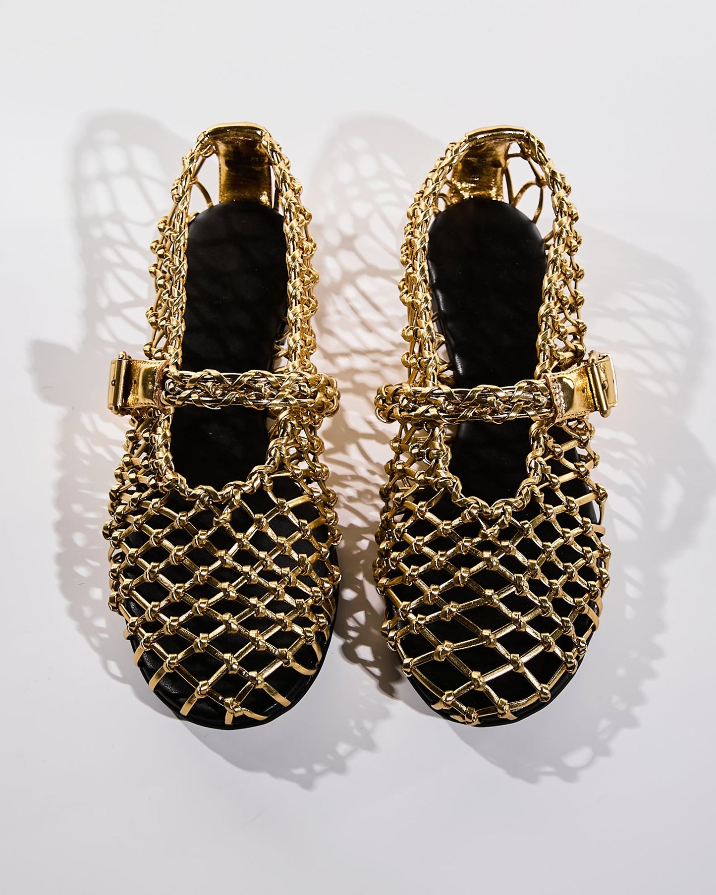 Nyla Metallic Cage Flats