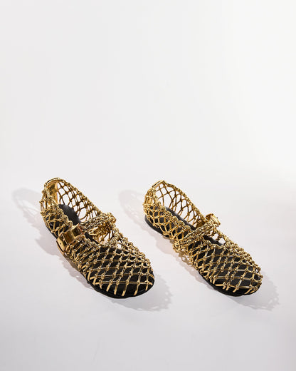 Nyla Metallic Cage Flats