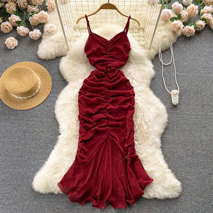 Sexy Spaghetti Straps Red Tight Dress Women Holiday Dress P194