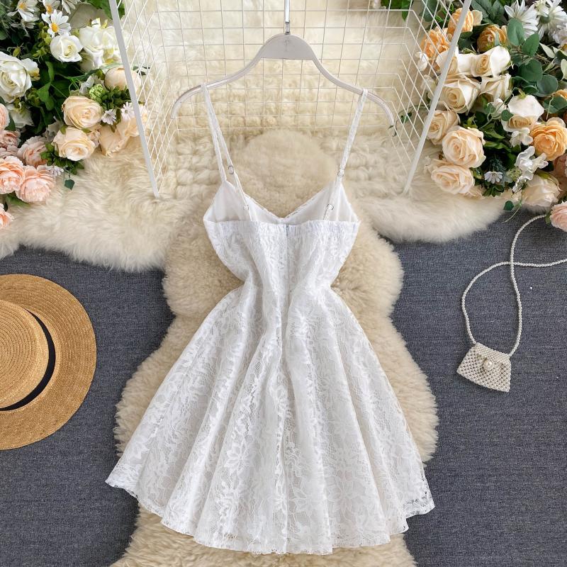 Sexy Spaghetti Straps Lace Short Dress Women Holiday Dress P198