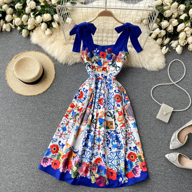 Vintage Straps Cute Summer Boho Dress Women Holiday Dress P200