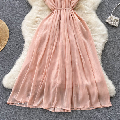 Sexy Spaghetti Straps Summer Blush Pink Dress Women Holiday Dress P168