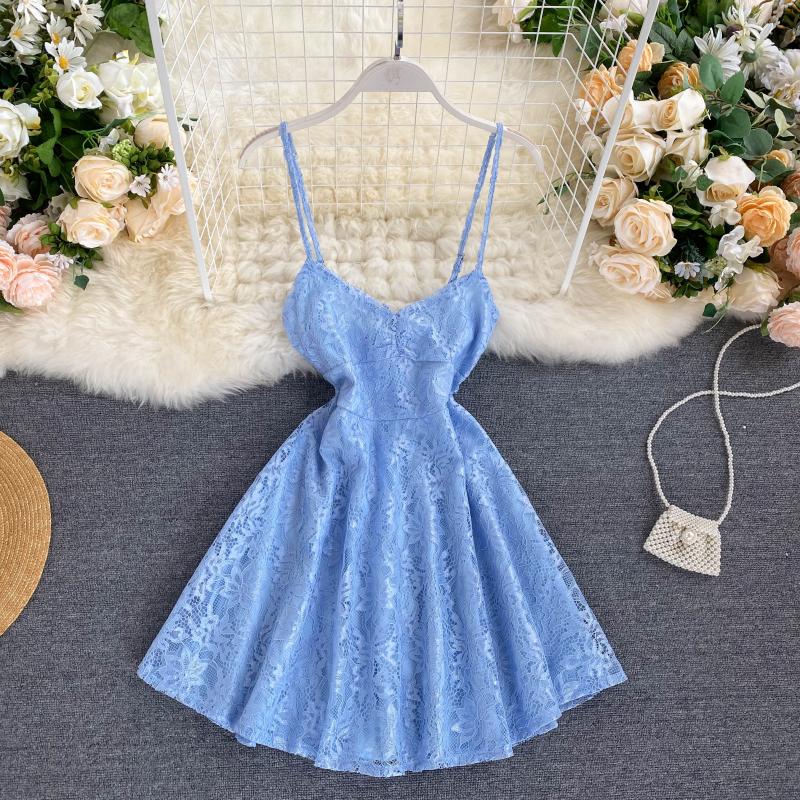 Sexy Spaghetti Straps Lace Short Dress Women Holiday Dress P198