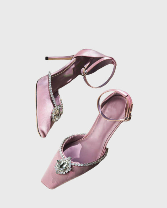 Cas Rhinestone Strap Pumps In Purple
