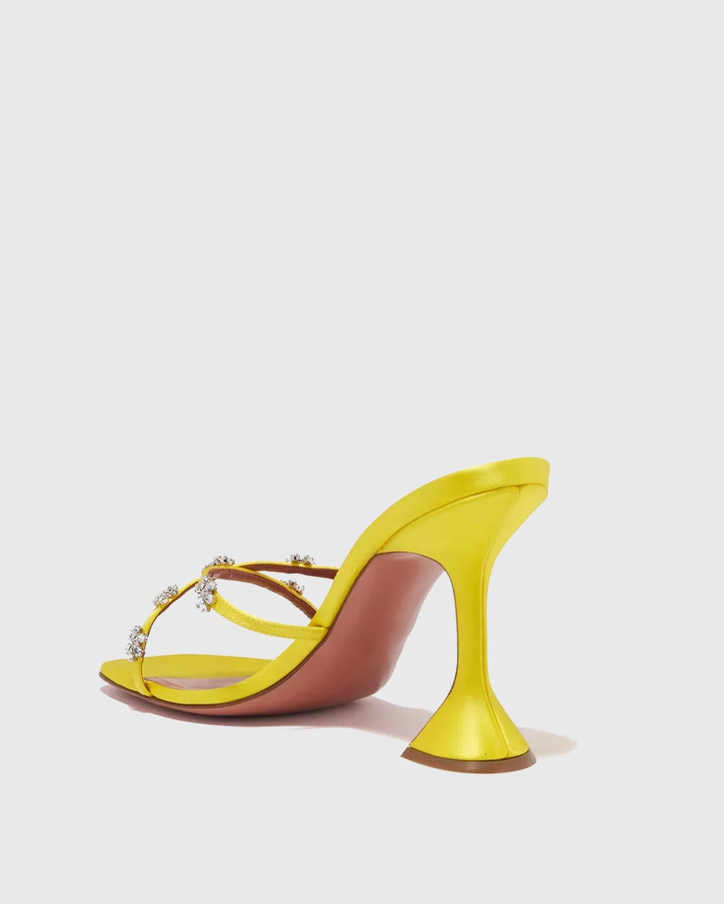 Ofelia Cross Rhinestone Flower Flared Heels In Butter Yellow