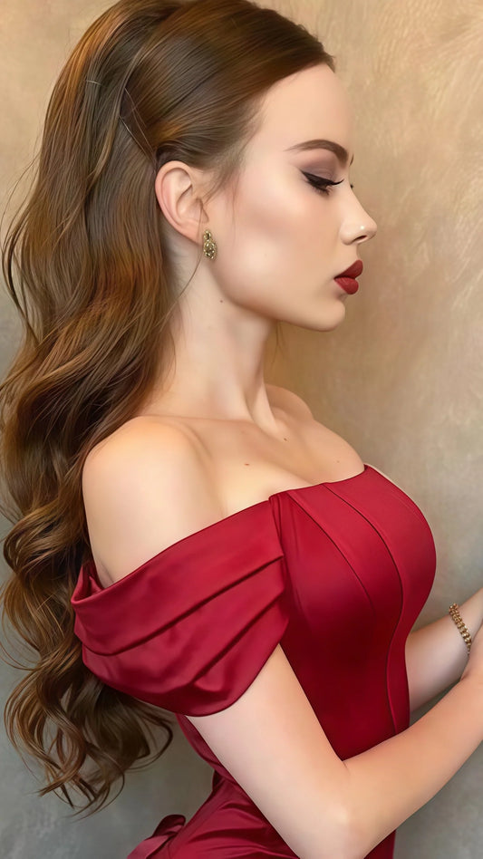 Off The Shoulder Burgundy Mermaid Prom Dress Floor Length Party Gown