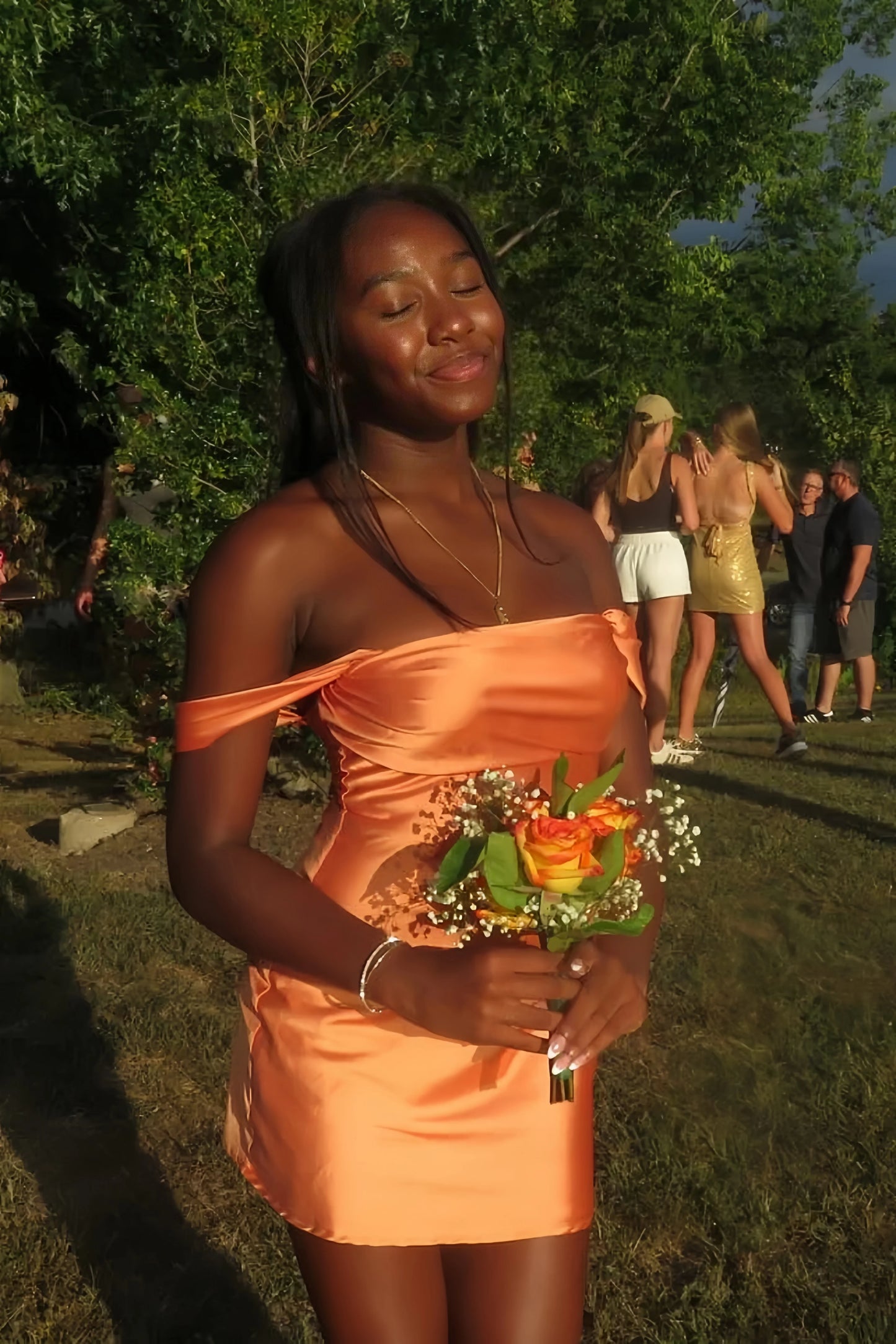 Off The Shoulder Satin Tight Short Dress Senior Homecoming Dress