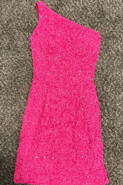 PM229,One shoulder sequin white homecoming dresses