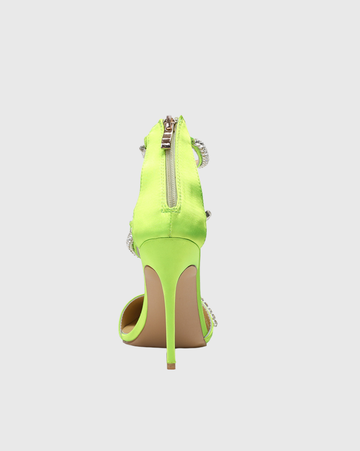 Opal Rhinestone Strap Satin Pumps In Green