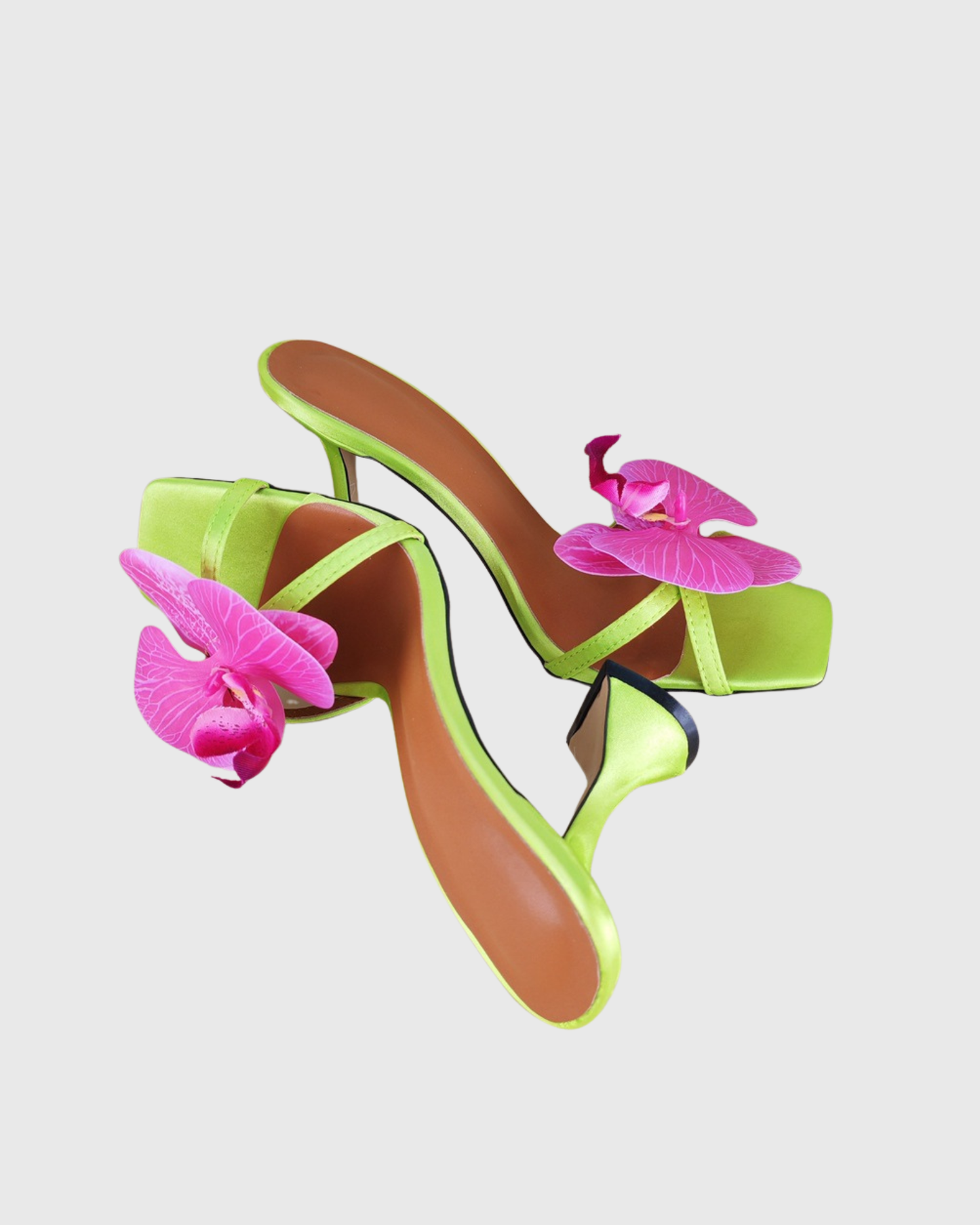Oria Flower Satin Flared Heels