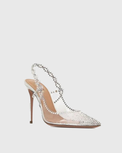 Orietta Starry Rhinestone PVC Slingback Pump