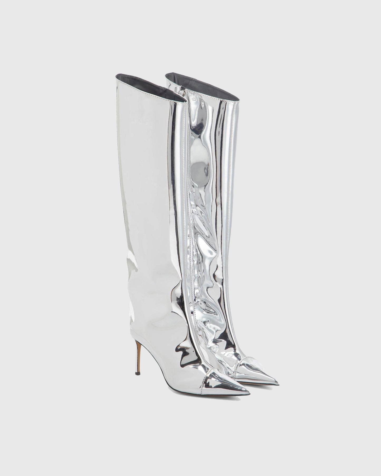 Orsola Metallic Knee High Boots In Silver