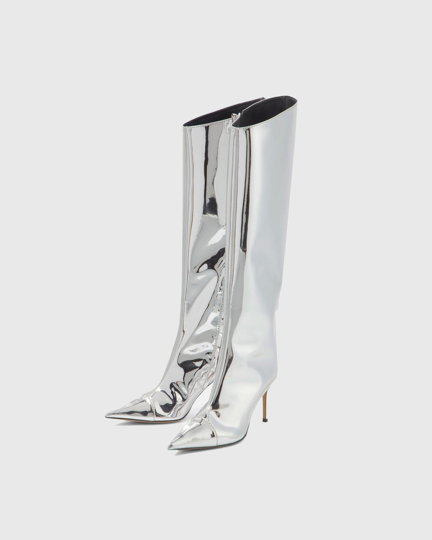 Orsola Metallic Knee High Boots In Silver