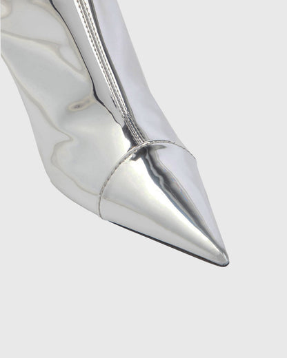 Orsola Metallic Knee High Boots In Silver