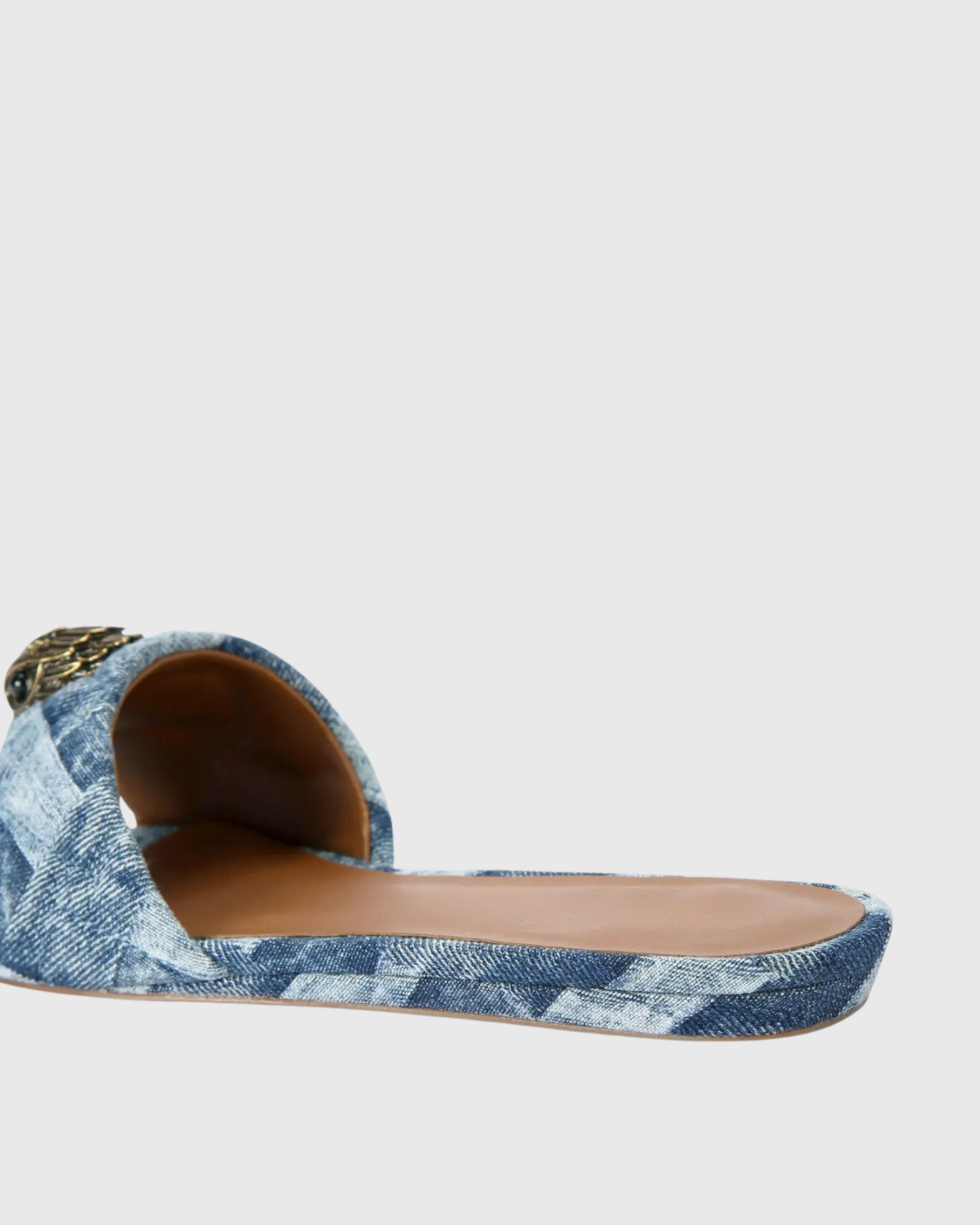 Owl Embellished Denim Slippers In Blue