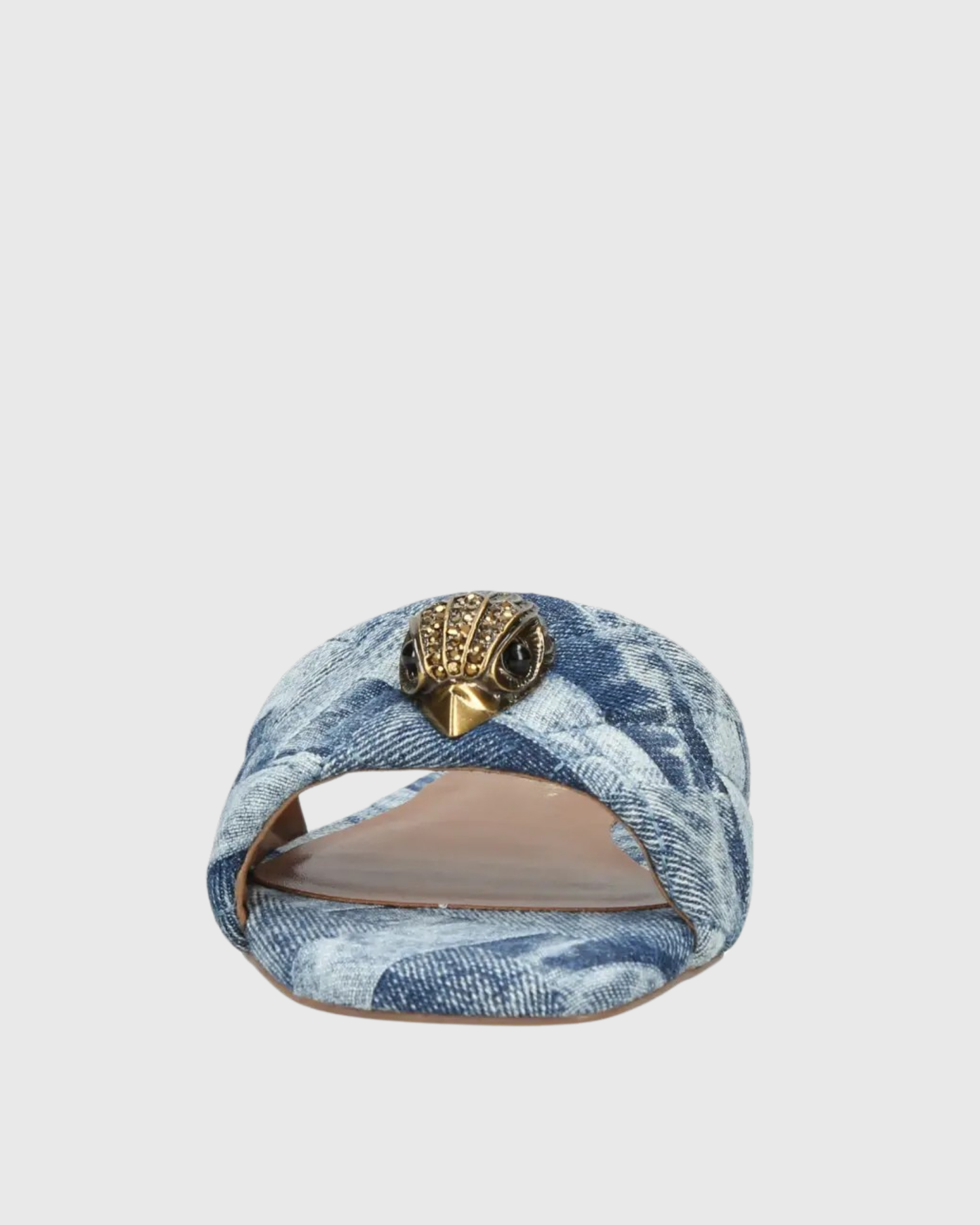 Owl Embellished Denim Slippers In Blue