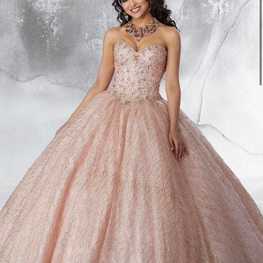 Vintage Pink Sequin Sweet 16 Quinceanera A-Line Strapless Floor-length Prom Dress Birthday Dress Evening Dress Ball Gown TP4651