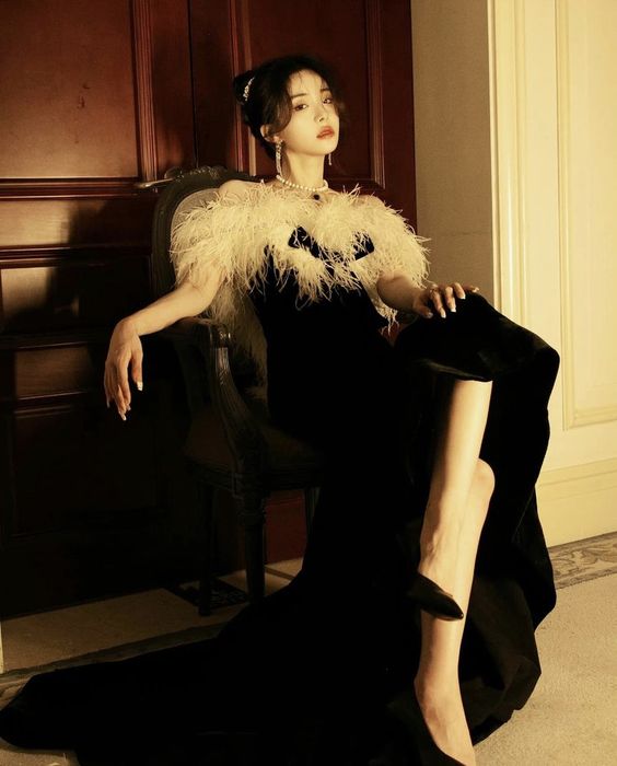 Elegant Mermaid Strapless Black Velvet Prom Dresses Long Formal Dress P1112