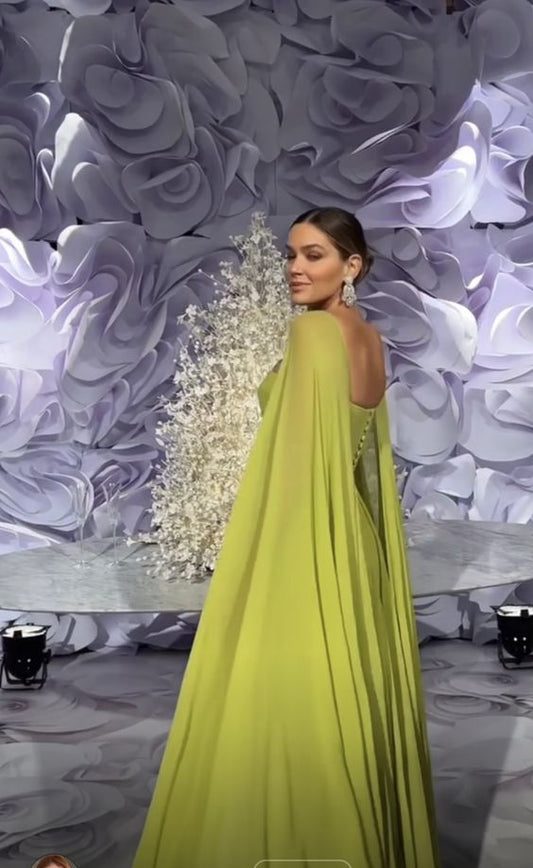 Gorgeous A line Floor Length Strapless Capes Chiffon with Ruched Prom Dress P1884