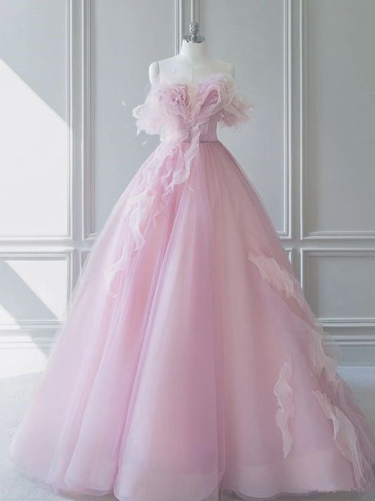 Fairy Ball Gown Off The Shoulder Tulle Prom Dresses Long Party Dress P1938