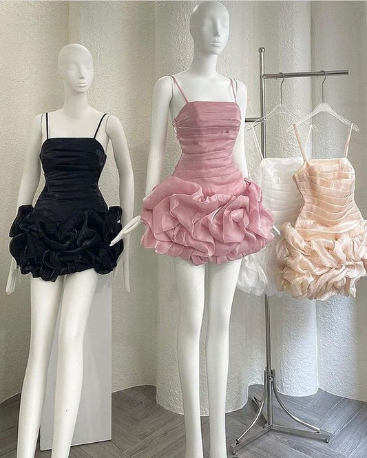 chic sheath pink organza homecoming dress 16th birthday outfits P2097