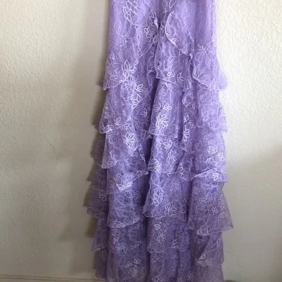 Vintage Lilac A-Line Lace Tiered Prom Dress Party Dress Evening Dress TP4503