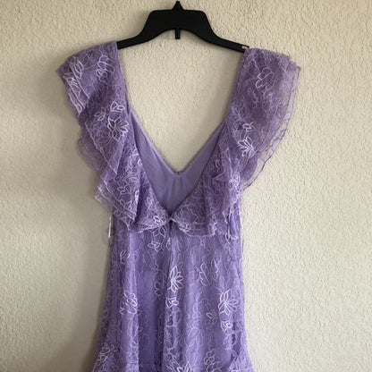 Vintage Lilac A-Line Lace Tiered Prom Dress Party Dress Evening Dress TP4503