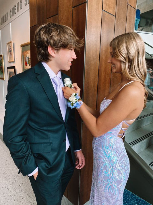 Elegant Mermaid Sequin Backless Long Prom Dresses Formal Dress P2225