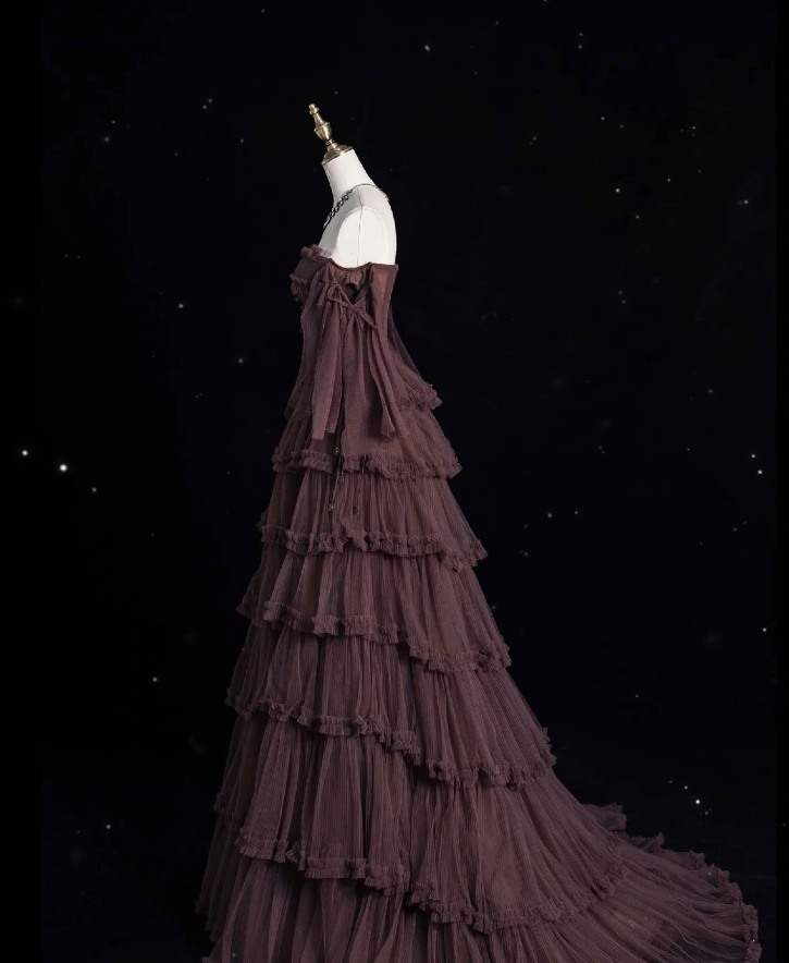 Chic Ball Gown Off The Shoulder Long Sleeves Evening Dress Tulle Long Prom Dresses P2340