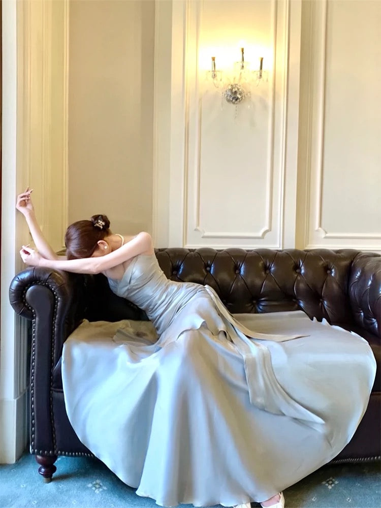 Modest Mermaid Spaghetti Straps Long Prom Dresses Birthday Party Dress Evening Gowns P2356