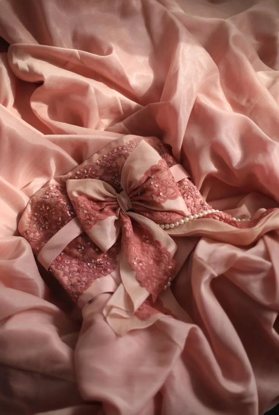 Pink Rose Irregular Pleated Handmade Flower Puffy Princess Wedding Dress P2845