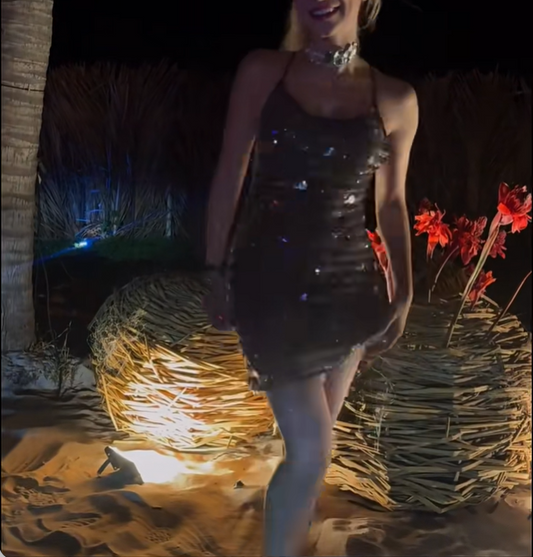 Sexy Hottie Sequined Brown Tie Back Short Homecoming Dress P3103