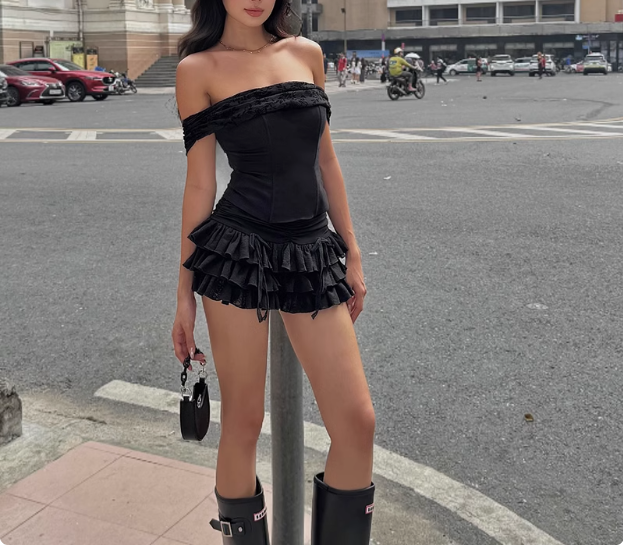 Sexy Pleated One Shoulder Tube Top Lace Cake Mini 17th Birthday Homecoming Dress P3549